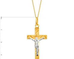 Złota zawieszka - krzyż z wizerunkiem Chrystusa
