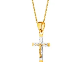 Złota zawieszka - krzyż z wizerunkiem Chrystusa