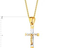 Złota zawieszka - krzyż z wizerunkiem Chrystusa