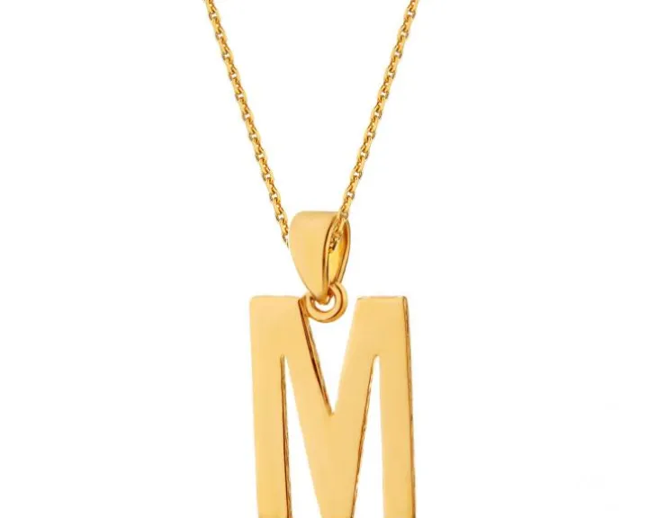 Złota zawieszka - litera M