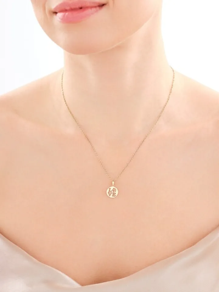 Złota zawieszka - love