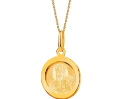 Złota zawieszka - medalik Matka Boska Częstochowska