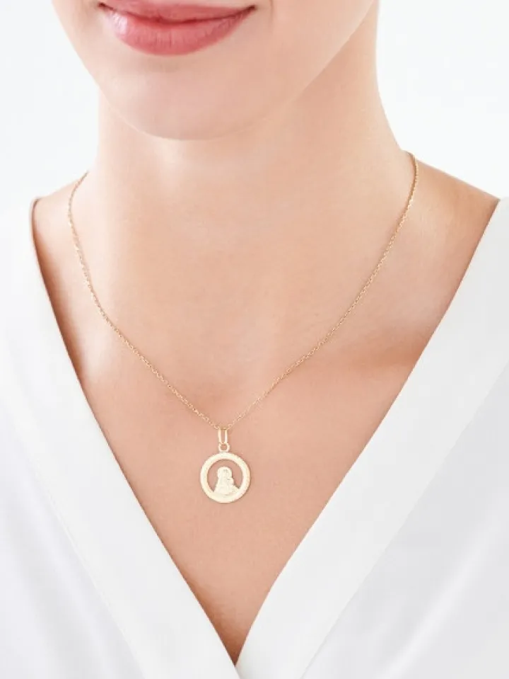 Złota zawieszka - medalik Matka Boska