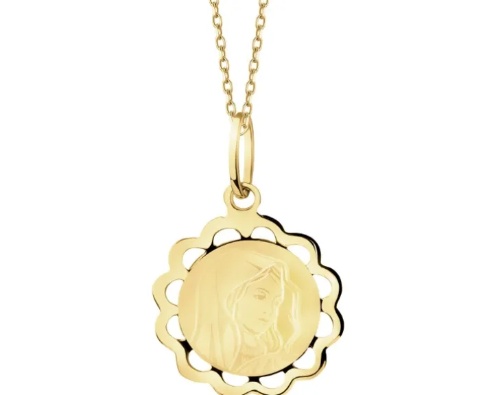 Złota zawieszka - medalik Matka Boska