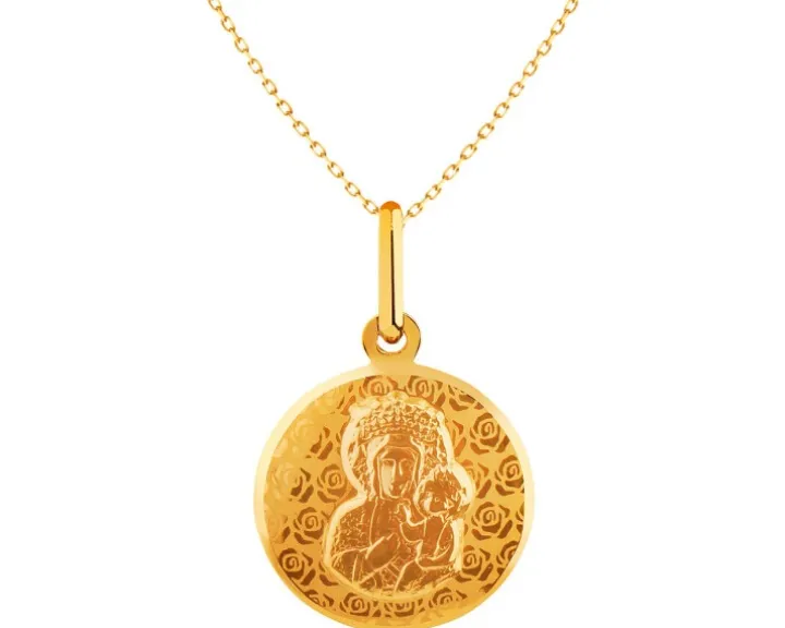 Złota zawieszka - medalik Matka Boska Częstochowska