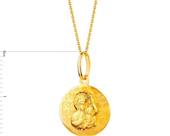 Złota zawieszka - medalik Matka Boska Częstochowska