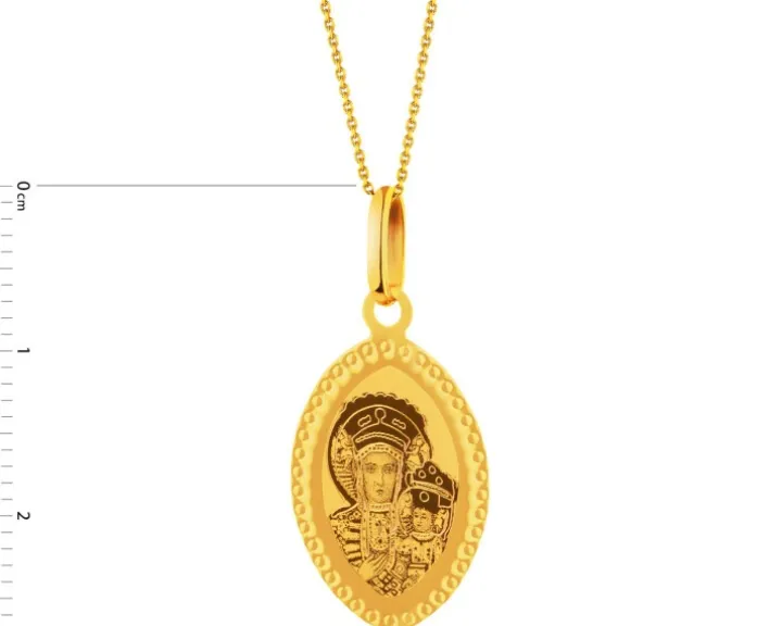 Złota zawieszka - medalik Matka Boska Częstochowska
