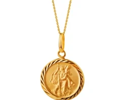 Złota zawieszka - medalik św. Krzysztof z dzieciątkiem Jezus