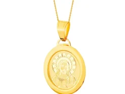 Złota zawieszka - medalik z wizerunkiem Chrystusa
