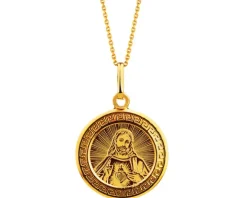 Złota zawieszka - medalik z wizerunkiem Chrystusa