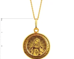 Złota zawieszka - medalik z wizerunkiem Chrystusa