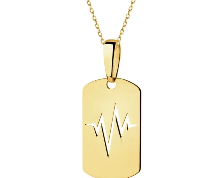 Złota zawieszka - nieśmiertelnik, EKG serca