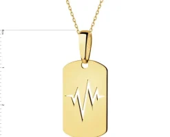 Złota zawieszka - nieśmiertelnik, EKG serca