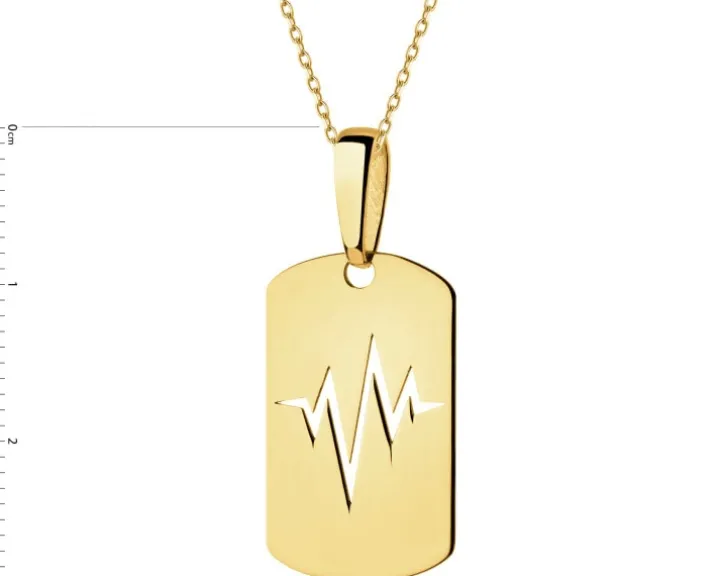 Złota zawieszka - nieśmiertelnik, EKG serca