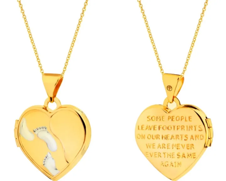 Złota zawieszka - puzderko - serce, stópki