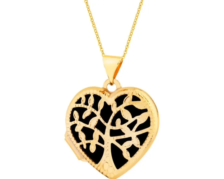 Złota zawieszka - puzderko - serce, drzewko
