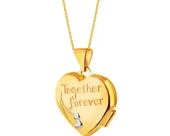 Złota zawieszka - puzderko - serca, ważka, Together forever