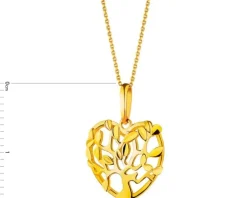 Złota zawieszka - serce, drzewko