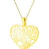 Złota zawieszka - serce, kwiaty