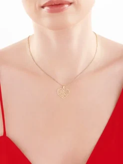 Złota zawieszka - serce, kwiaty