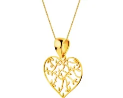 Złota zawieszka  - serce, liście