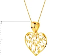 Złota zawieszka  - serce, liście