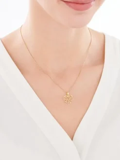 Złota zawieszka  - serce, liście