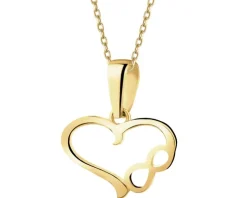 Złota zawieszka - serce, nieskończoność