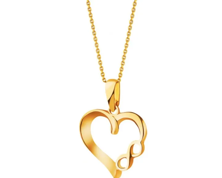 Złota zawieszka - serce, nieskończoność
