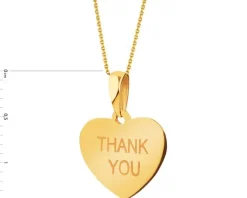 Złota zawieszka - serce, THANK YOU