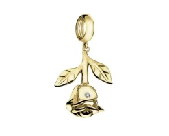 Złota zawieszka beads z diamentem - róża - 0,004 ct - próba 375