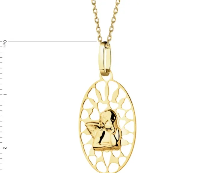 Złota zawieszka i łańcuszek - komplet - aniołek