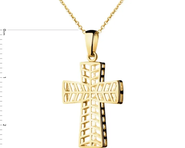 Złota zawieszka i łańcuszek - komplet - krzyż