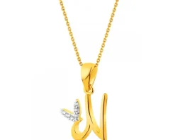 Złota zawieszka litera N