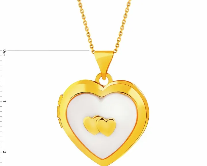 Złota zawieszka z agatem - puzderko - serca