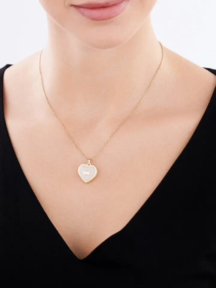 Złota zawieszka z agatem - puzderko - serca