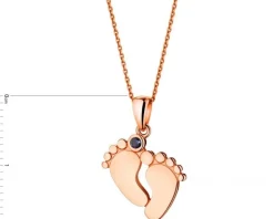 Złota zawieszka z akwamarynem syntetycznym - stópki