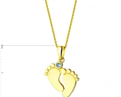 Złota zawieszka z akwamarynem syntetycznym -  stópki