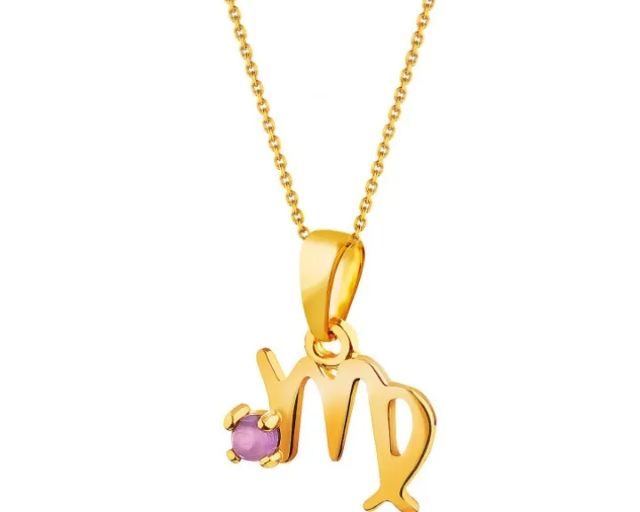 Złota zawieszka z ametystem - Panna