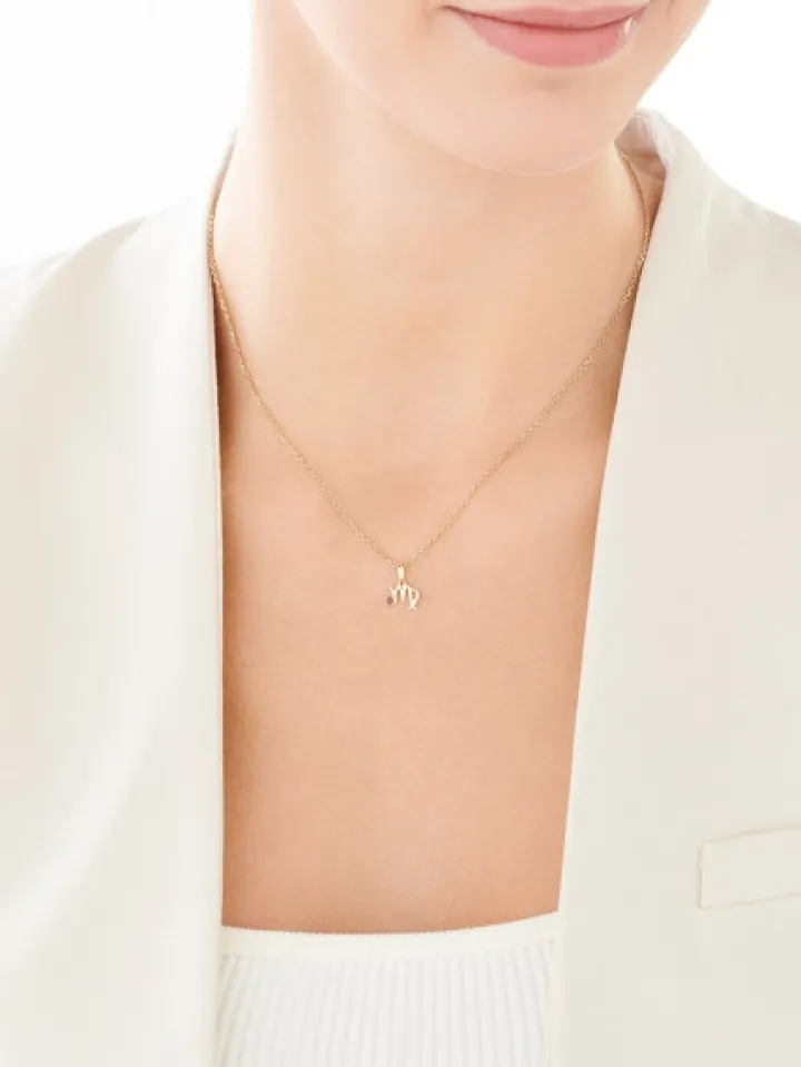 Złota zawieszka z ametystem - Panna