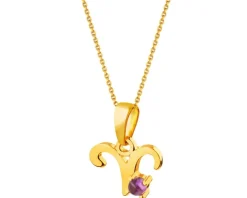 Złota zawieszka z ametystem - Baran