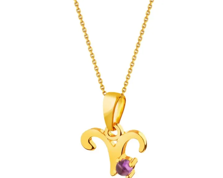 Złota zawieszka z ametystem - Baran