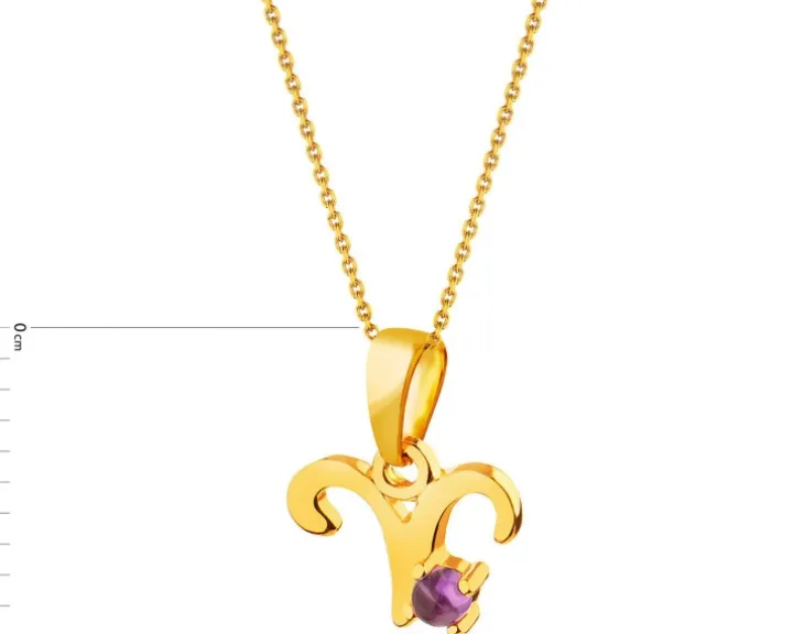 Złota zawieszka z ametystem - Baran