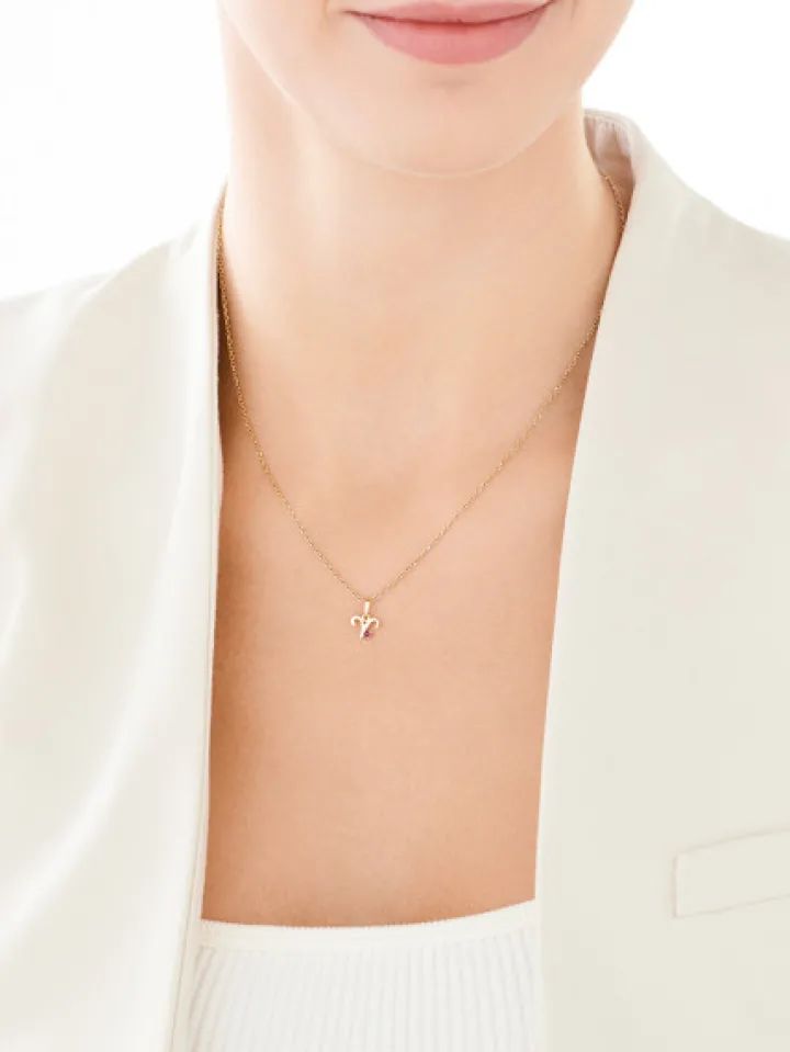 Złota zawieszka z ametystem - Baran