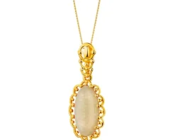 Złota zawieszka z bursztynem