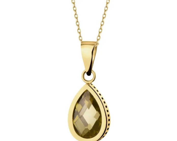 Złota zawieszka z cyrkonią