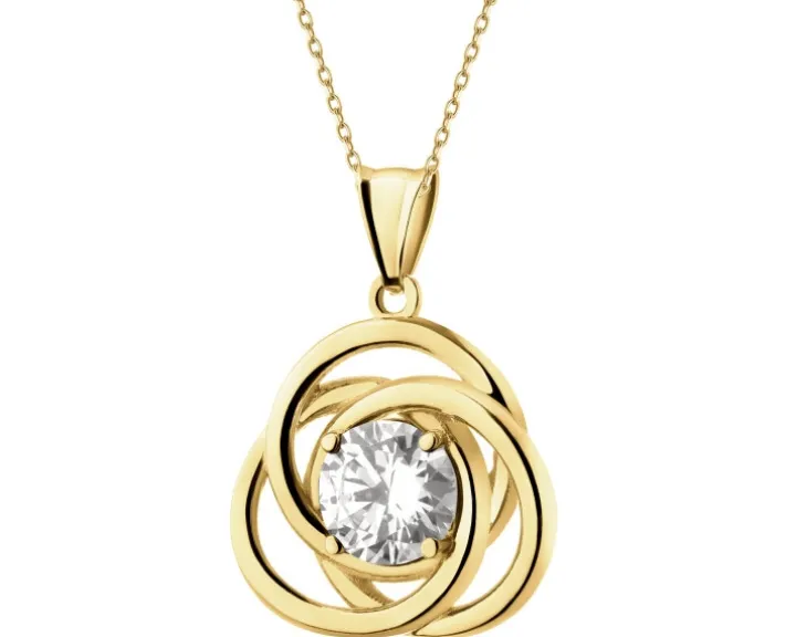 Złota zawieszka z cyrkonią