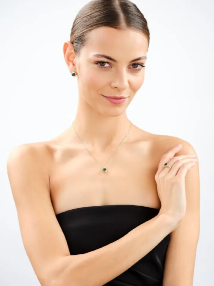 Złota zawieszka z cyrkonią