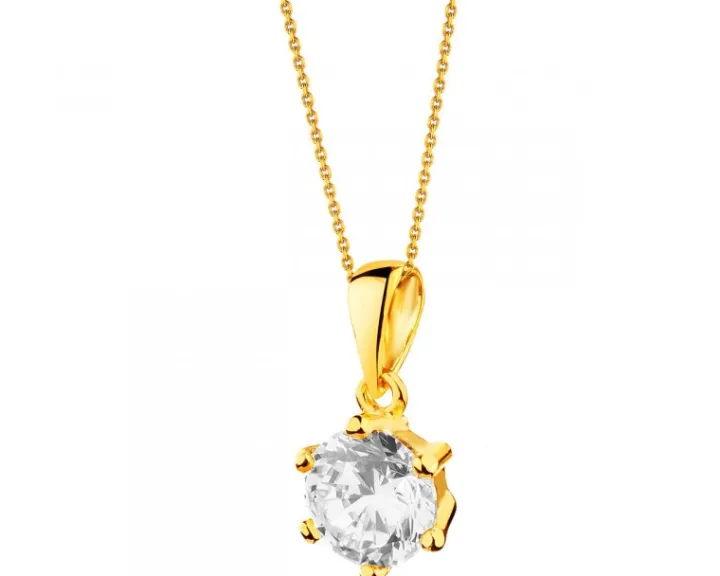 Złota zawieszka z cyrkonią