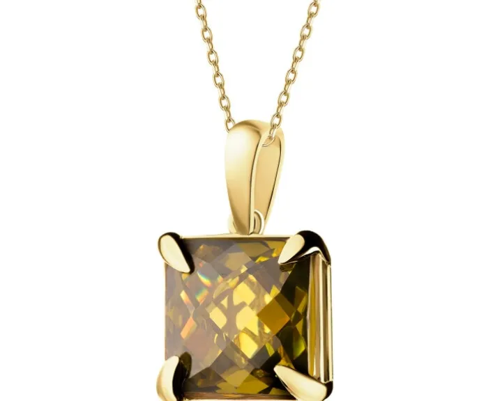 Złota zawieszka z cyrkonią